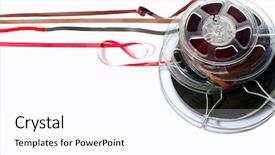  Presentation with tape recorder - Slide set having reels of audio tape background and a pink colored foreground