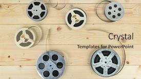  Presentation with film reels - Colorful PPT theme enhanced with reels with film on light backdrop and a lemonade colored foreground