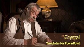  Presentation with senior worker - Slides with reenactment-image-of-a-senior background and a tawny brown colored foreground