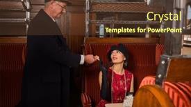  Presentation with steam train - Presentation theme enhanced with reenactment-scene-of-a-vintage background and a  colored foreground