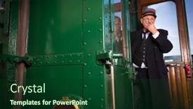  Presentation with conductor - Slide set featuring reenactment-scene-with-authentic-1927 background and a  colored foreground