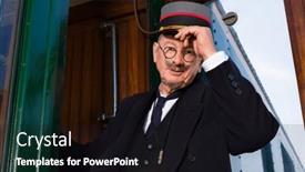  Presentation with conductor - Presentation design having reenactment-scene-with-authentic-1927 background and a  colored foreground