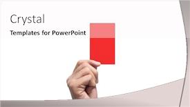  Presentation with referee - Cool new PPT layouts with referee-a-hand-holding-red backdrop and a white colored foreground