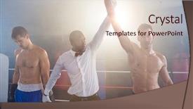  Presentation with referee - Amazing PPT layouts having referee lighting hand of winner backdrop and a lemonade colored foreground