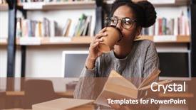  Presentation with african american girl power business - PPT theme with reference books - happy young african student girl background and a  colored foreground