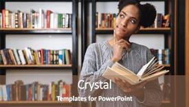  Presentation with happy young student girl holding - Presentation design featuring reference books - happy young african student girl background and a  colored foreground