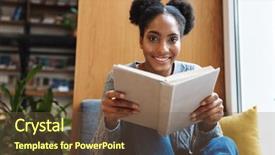  Presentation with african american girl power business - Cool new slide set with reference books - happy young african student girl backdrop and a  colored foreground