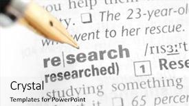  Presentation with fountain pen - Amazing PPT layouts having reference books - pointing research word with fountain backdrop and a white colored foreground