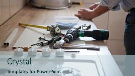  Presentation with diy - Theme having refigeration engineering - man installing kitchen - diy background and a lemonade colored foreground