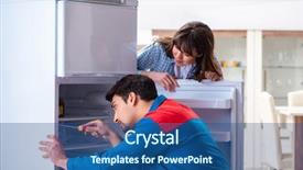  Presentation with customer nonconformance - Audience pleasing theme consisting of refigeration engineering - man repairing fridge with customer backdrop and a  colored foreground