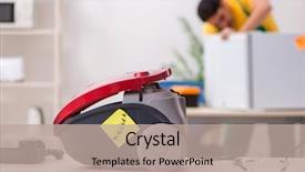  Presentation with fridge - Colorful presentation theme enhanced with refigeration engineering - man repairman repairing vacuum cleaner backdrop and a coral colored foreground