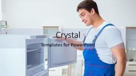  Presentation with diy - Cool new theme with refigeration engineering - repairman contractor repairing fridge backdrop and a  colored foreground