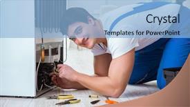  Presentation with diy - PPT layouts featuring refigeration engineering - repairman contractor repairing fridge background and a  colored foreground