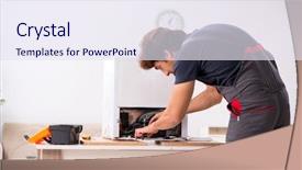  Presentation with youth leadership greenboard young - Presentation theme with refigeration engineering - young handsome contractor repairing fridge background and a  colored foreground