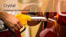  Presentation with refilling - Presentation theme with refilling the car with fuel background and a yellow colored foreground