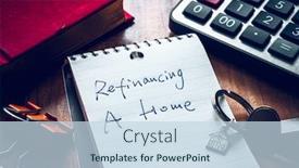  Presentation with note - Beautiful presentation design featuring refinancing-word-on-note backdrop and a sky blue colored foreground