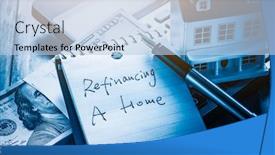  Presentation with words - Amazing presentation having refinancing-words-on-notebook backdrop and a light blue colored foreground