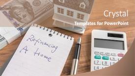  Presentation with notebook - Presentation theme featuring refinancing-words-on-notebook background and a coral colored foreground