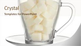  Presentation with sugar - Theme having refined sugar in glass cup isolated on white background background and a lemonade colored foreground