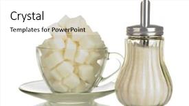  Presentation with dental caries and sugar - Beautiful slide set featuring refined sugar in glass cup backdrop and a white colored foreground