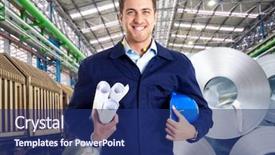  Presentation with oil gas - Slide deck having professional oil gas - portrait of an handsome engineer background and a  colored foreground