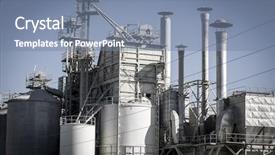  Presentation with towers - Colorful presentation theme enhanced with refinery pipelines and towers heavy industry overview backdrop and a seafoam green colored foreground