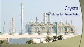  Presentation with oil refinery - Colorful theme enhanced with refinery plant with power generator backdrop and a sky blue colored foreground