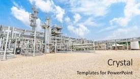  Presentation with oil refinery - Slide deck featuring refinery stands in empty ground background and a lemonade colored foreground