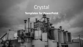  Presentation with refinery - PPT theme with refinery structure pipelines and towers heavy industry overview background and a gray colored foreground