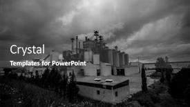  Presentation with refinery - Cool new PPT theme with refinery structure pipelines and towers heavy industry overview backdrop and a dark gray colored foreground