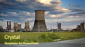  Presentation with industrial concrete - Theme featuring refinery with large concrete tower background and a tawny brown colored foreground