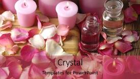  Presentation with pink roses - Slide set consisting of refining fire - petals of colorful roses background and a red colored foreground