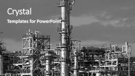  Presentation with industrial - PPT theme featuring refining plant industrial background black background and a gray colored foreground