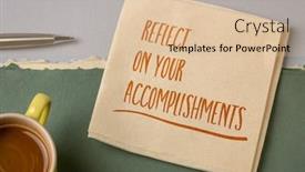  Presentation with napkin - Cool new PPT layouts with reflect-on-your-accomplishments-inspirational backdrop and a lemonade colored foreground