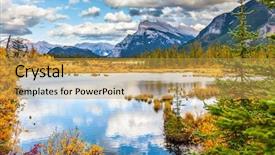  Presentation with water sun - Presentation theme with reflected in the smooth water background and a yellow colored foreground