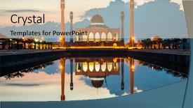  Presentation with dusk - Presentation theme with reflecting god - central mosque with reflection background and a lemonade colored foreground