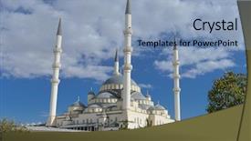  Presentation with reflecting - PPT theme with reflecting god - kocatepe mosque in ankara turkey background and a light blue colored foreground