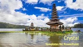  Presentation with bali temple - Presentation theme having reflecting god - spiritual bali ulun danu temple background and a tawny brown colored foreground