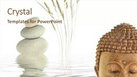  Presentation with stone balance - Audience pleasing PPT theme consisting of reflecting god - zen abstract of the face backdrop and a cream colored foreground
