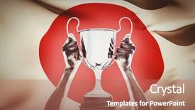  Presentation with japan flag - Theme featuring reflection identity - cropped hand of athlete holding background and a coral colored foreground
