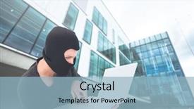  Presentation with digital identity - Colorful PPT layouts enhanced with reflection identity - digital composite of criminal man backdrop and a light blue colored foreground