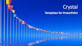  Presentation with reflection - Amazing slide deck having reflection identity - flags against blue sky copyspace backdrop and a dark gray colored foreground