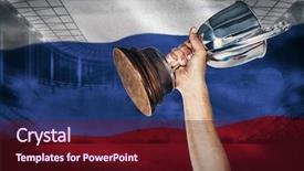  Presentation with trophy - PPT layouts with reflection identity - happy rugby player holding trophy background and a wine colored foreground