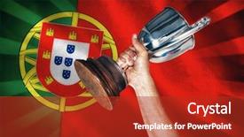  Presentation with trophy - PPT theme enhanced with reflection identity - happy rugby player holding trophy background and a crimson colored foreground