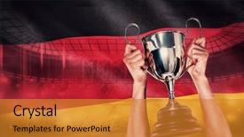  Presentation with golf player playing - Beautiful PPT layouts featuring reflection identity - portrait of smiling rugby player backdrop and a  colored foreground