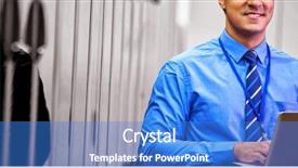  Presentation with server room - Colorful theme enhanced with reflection identity - portrait of technician using laptop backdrop and a teal colored foreground