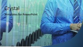  Presentation with shares - Presentation design with reflection identity - stocks and shares against portrait background and a mint green colored foreground