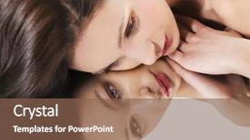  Presentation with mirror reflection - Beautiful presentation theme featuring reflection mirror - woman with healthy looking hair backdrop and a tawny brown colored foreground