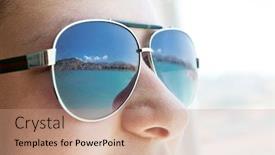  Presentation with coastal - Theme consisting of reflection-of-a-coastal-landscape background and a coral colored foreground