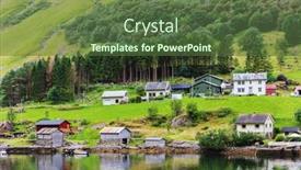  Presentation with fiord - Theme having reflection-of-a-village background and a tawny brown colored foreground